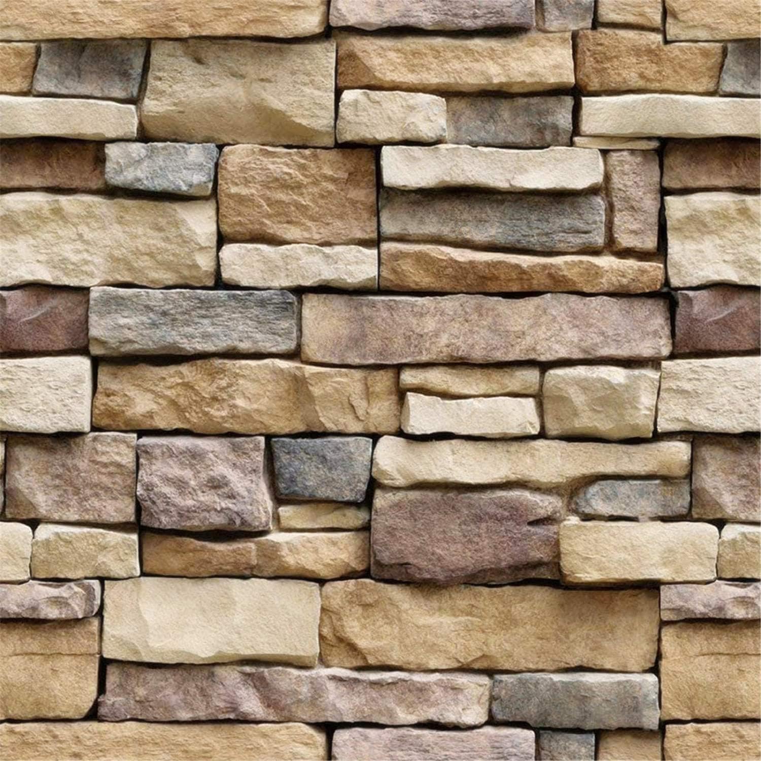 Photo 1 of Yancorp 18"x120" Brick Wallpaper Peel and Stick Modern Stone Contact Paper Backsplash Self-Adhesive Wall Paper Kitchen Bedroom Accent Wall Brown Beige Removable Wallpaper