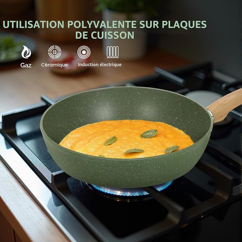 30 Pièces Casseroles et Poêles à Induction Vert