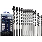 15pcs Carbide Masonry Drill Bit Set Industrial Carbide Tip 1/8" to 1/2" | Carbide Drill Bits Set for Tile Glass Ceramic Brick Wood Plastic Cement