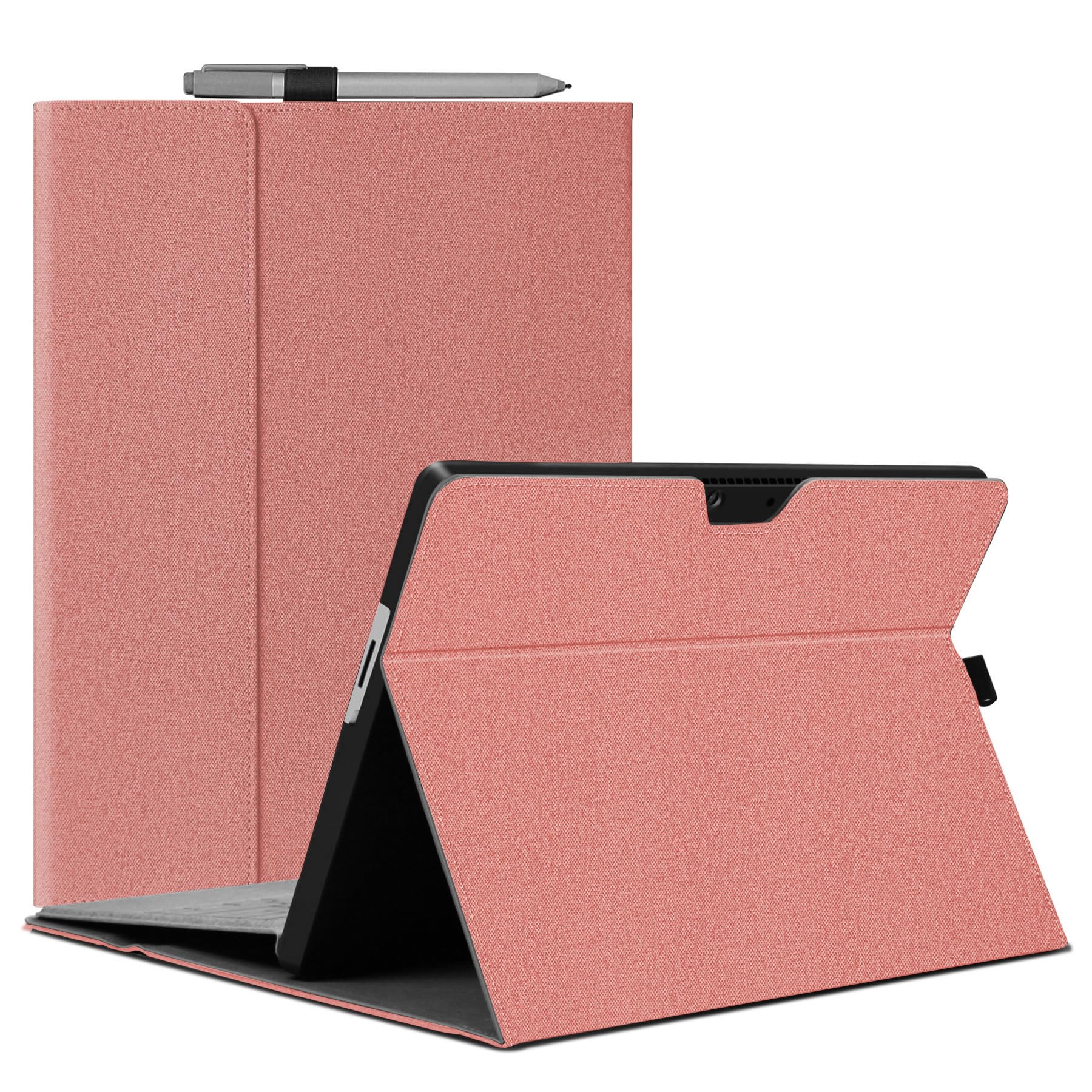 Photo 1 of Megoo Surface Pro 11 Case for Microsoft Surface Pro 11/10/9 13", Multiple Angle Adjustment Folio Case Protective Cover with Stylus Pen Holder Compatible with Type Cover Keyboard (Pink)