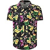 Men's Novelty Holiday Button Down Short Sleeve Shirts