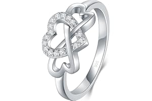 BORUO Love Heart Twisted Eternity Band-925 Sterling Silver Rings for Women-Platinum Plated Over Sterling Silver Wedding Band For Womem-Promise Rings For Her-Silver Rings For Women, 2mm, Size 4-12