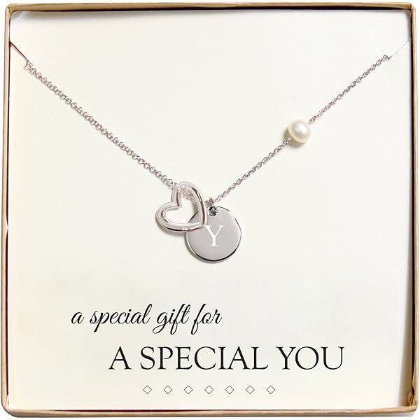 CALIS Personalized Initial Necklace For Women - Stainless Steel Heart Pendant With Cubic Zirconia, 26 Letter Options