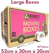 Direct Global Trading 15 x 47L Cardboard Boxes 52x30x30cm with Fragile Tape view 2