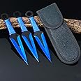 Tactical Knife Survival Knife Hunting Knife 6.75" Ninja Kunai Throwing Knives Set Fixed Blade Knife Razor Sharp Edge Camping Accessories Survival Kit Tactical Gear 73888 (Blue)