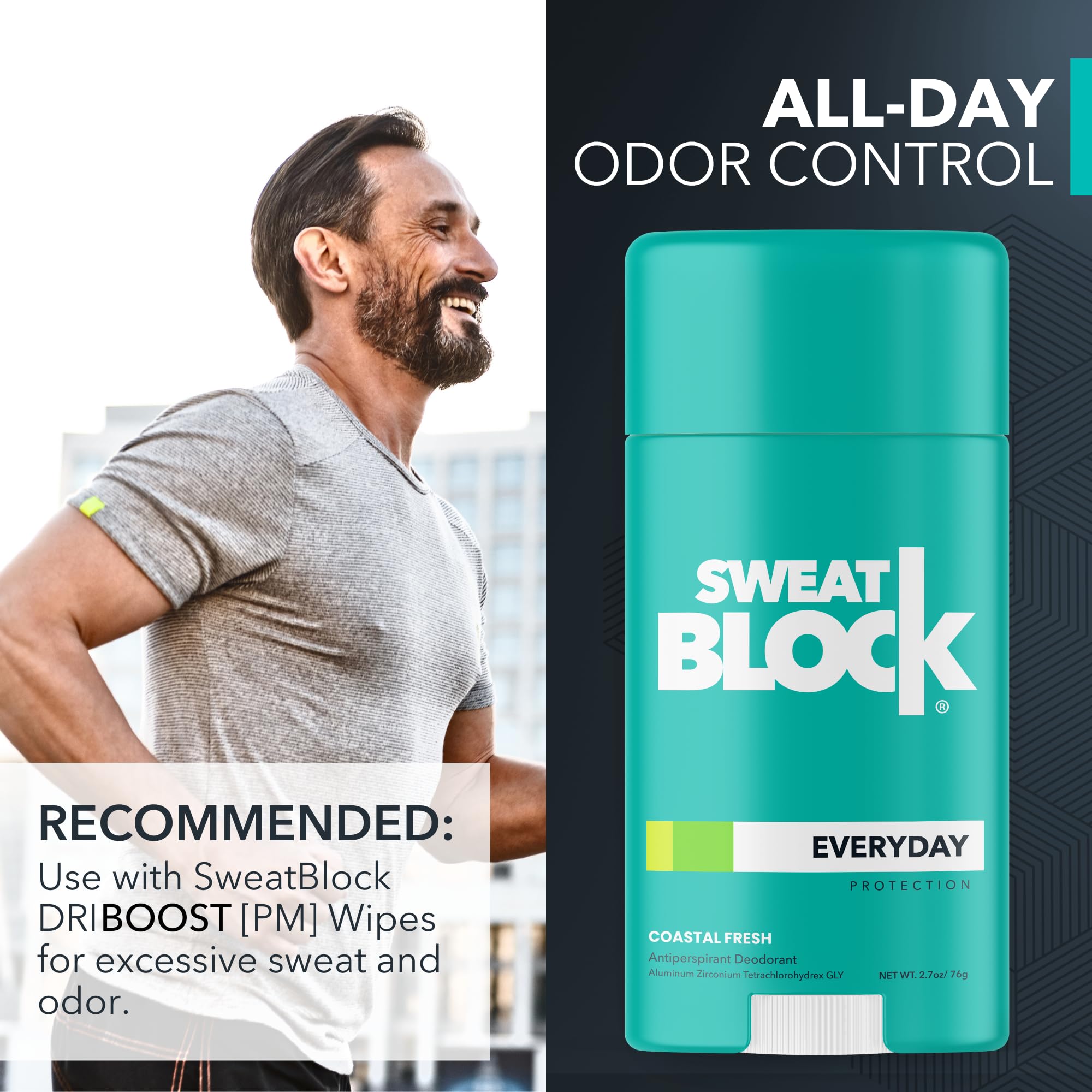 SweatBlock Deodorant Antiperspirant Stick for Men & Women 24Hour