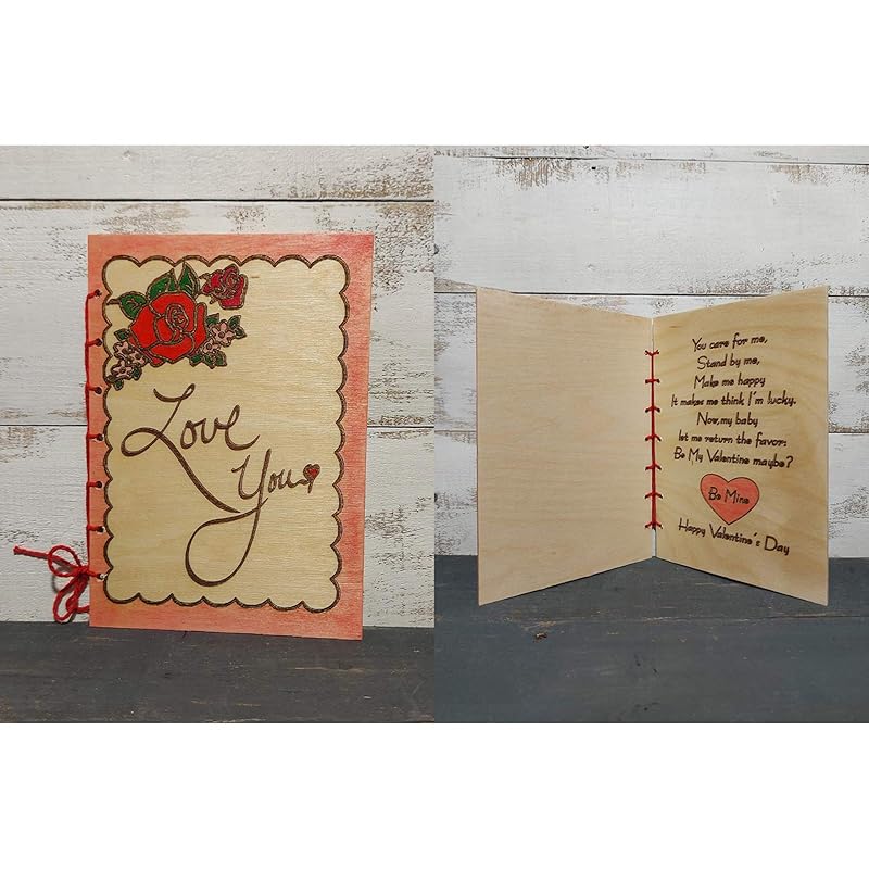 Wooden Greeting Cards, Happy Valentine's Day Card Gifts