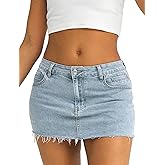 EMMIOL Womens Jean Skirt Stretch Casual 2025 Summer Short Dress Basic Fringed Slim Fit Denim Pencil Skirts