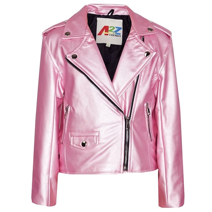 A2Z 4 Kids® Kinder Jacken Mädchen Designer PU Lederjacke Mode Reißverschluss Biker Mantel Mäntel Alter 5 6 7 8 9 10 11 12 13 