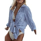 Breezy Lane Beach Cover Up for Women Button Down Shirt Swimsuit Coverup Bathing Suit Cover Ups for Swimwear Vacation