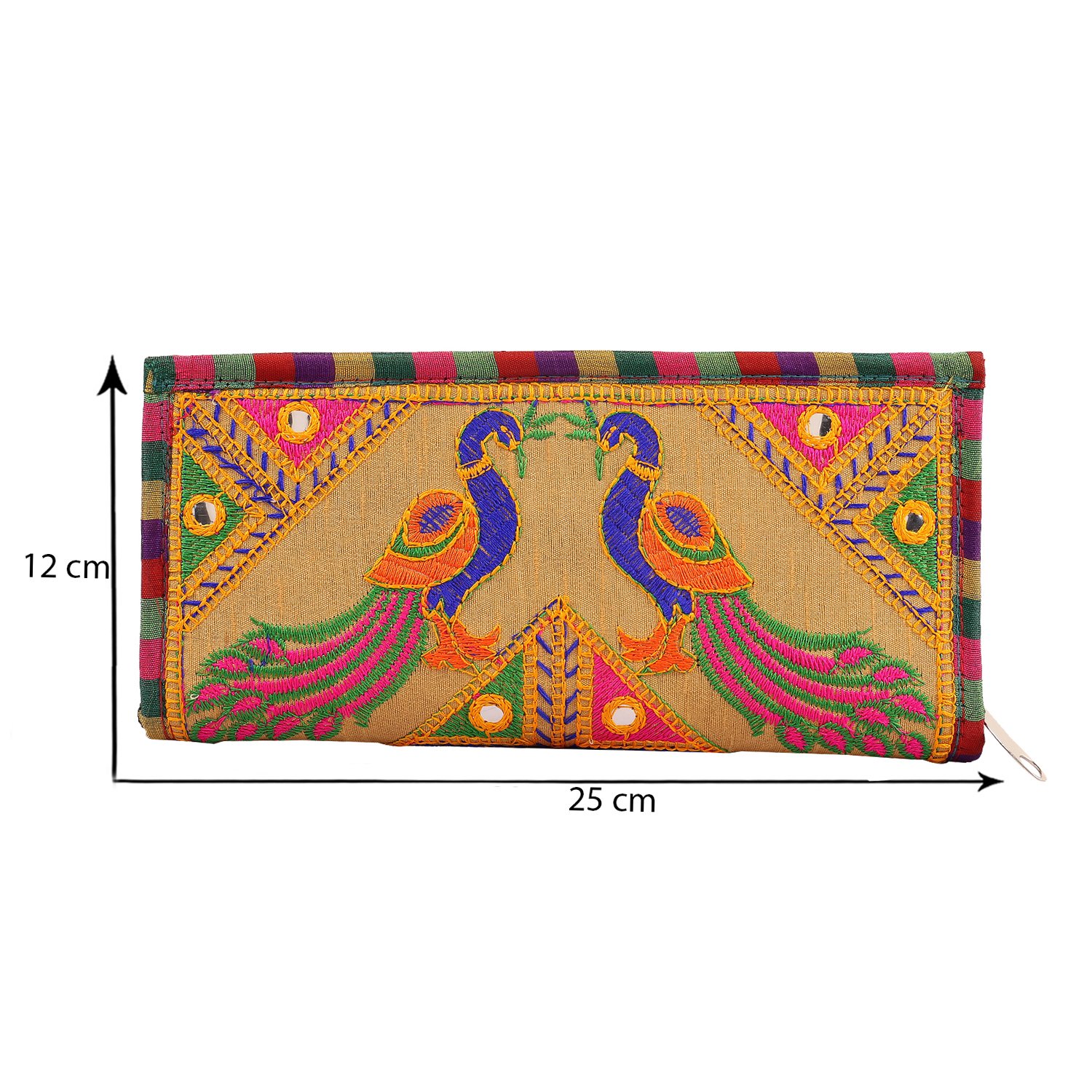 craft trade handmade designer rajasthani worked clutch bag for women cream