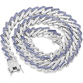 Halukakah Cuban Link Chain for Men FUJI - 13MM Iced Out Diamond Gold Chain - 18k Real Gold Plated/Platinum White Gold Finish Necklace - Hand Set Multicolor Lab Diamonds - Gift for Him