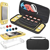 Case for Nintendo Switch Lite Accessories, YUANHOT Portable Travel Bag for Switch Lite Games Protective Case & Tempered Glass
