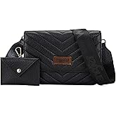 Wrangler 2 Pcs Flap Crossbody Bags for Women Detachable Dual-compaument Wallet Set