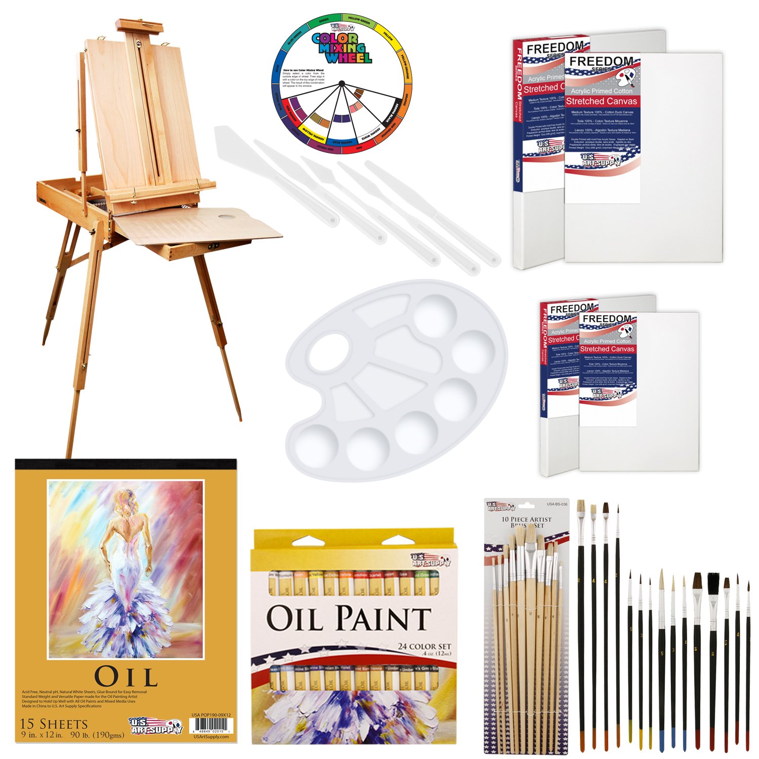 Best us art supply 21-piece oil painting set with table easel