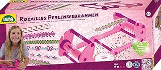 Lena 42682 Bastelset Perlenwebrahmen, Komplettset zum Weben von Freundschaftsbändern mit Webrahmen, Zwirn, Nadel und 60 g Rocailles Perlen in 8 Farben, Webset für Kinder ab 6 Jahre