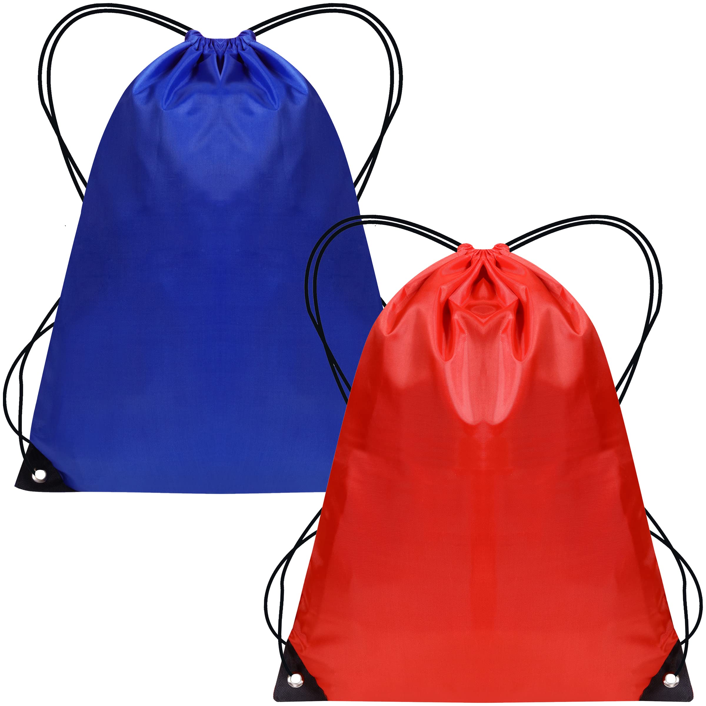 SAWANS Drawstring Bags Gym Swimming School Sports Bag Unisex 2PCS Trainer String Bag Sack Backpack PE Bags for Women Men Children Travel Beach Kids Boys Girls Outdoor Shopping Holidays (Blue/Red)