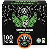 Death Wish Coffee Power Surge Single Serve Pods, Organic, 100 Count | Naturally High-Caffeine Robusta, Berry &amp; Malt Notes, Low Acidity, Full Body, Fair Trade &amp; Organic