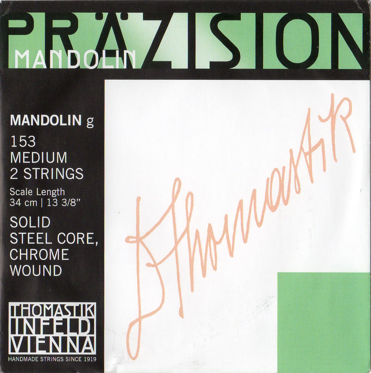 Thomastik single string G 153medium (1 pair) polished chrome steel band, flatwound for mandolin precision set 154medium
