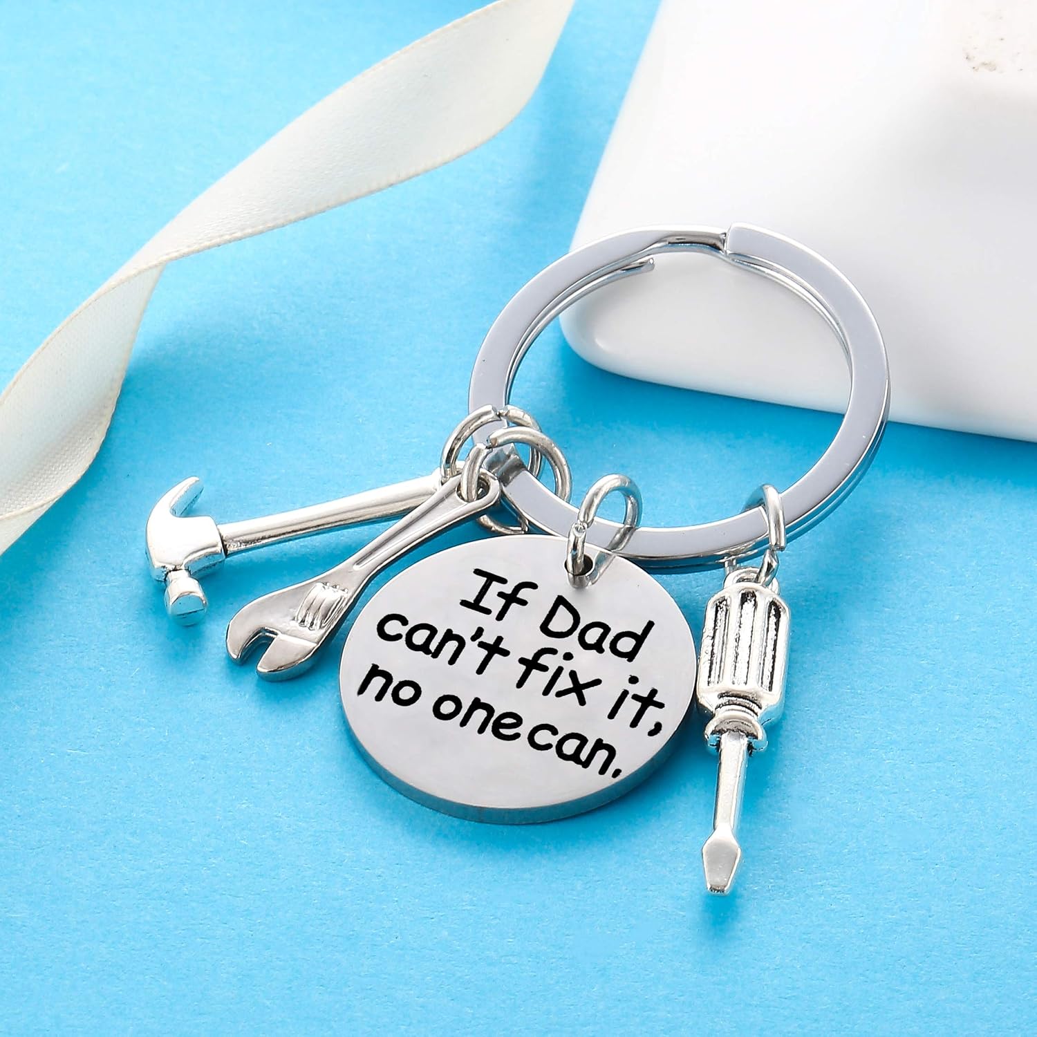 Nimteve Dad Gift Dad Keyring Papa Gifts for Dad From Daughter Son Fathers Day Key Ring Keychain Daddy Birthday Gifts for Dad Funny Dad Gifts If Dad Cant fix it no one can (to My dad) - Image 5
