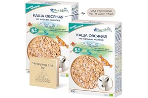 Organic Baby Cereal Bundle by Modovik. Includes Two-14 Oz Boxes of Fleur Alpine Oatmeal Baby Cereal with Goat Milk, and Modovik Shopping List. Non-GMO, No Added Sugar, Organic Cereal with Whole Grain Oats.