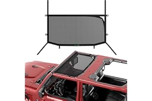 Covosun Sunshade for Jeep Wrangler JL&JLU(2018-2023) 2 Door and 4 Door Front, Convenient Mesh Sun Shade Bikini Top with Strong Straps for Jeep JL Sport, Sport S, Sahara, Rubicon (Black)