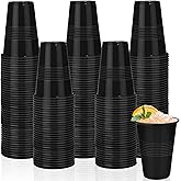 Kochorie 100 Pack Disposable Plastic Cups 16 Oz Solid Color Drinking Cups Party Supplies Strong and Sturdy Drinkware Cup For Birthday, Wedding, Christmas, Halloween & Daily Use, Black