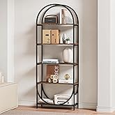 LIKEMET 5-Tier Bookshelf, 72.55" Tall Arched Bookcase, Industrial Bookshelf with Storage and Metal Frame, Open Bookshelves fo
