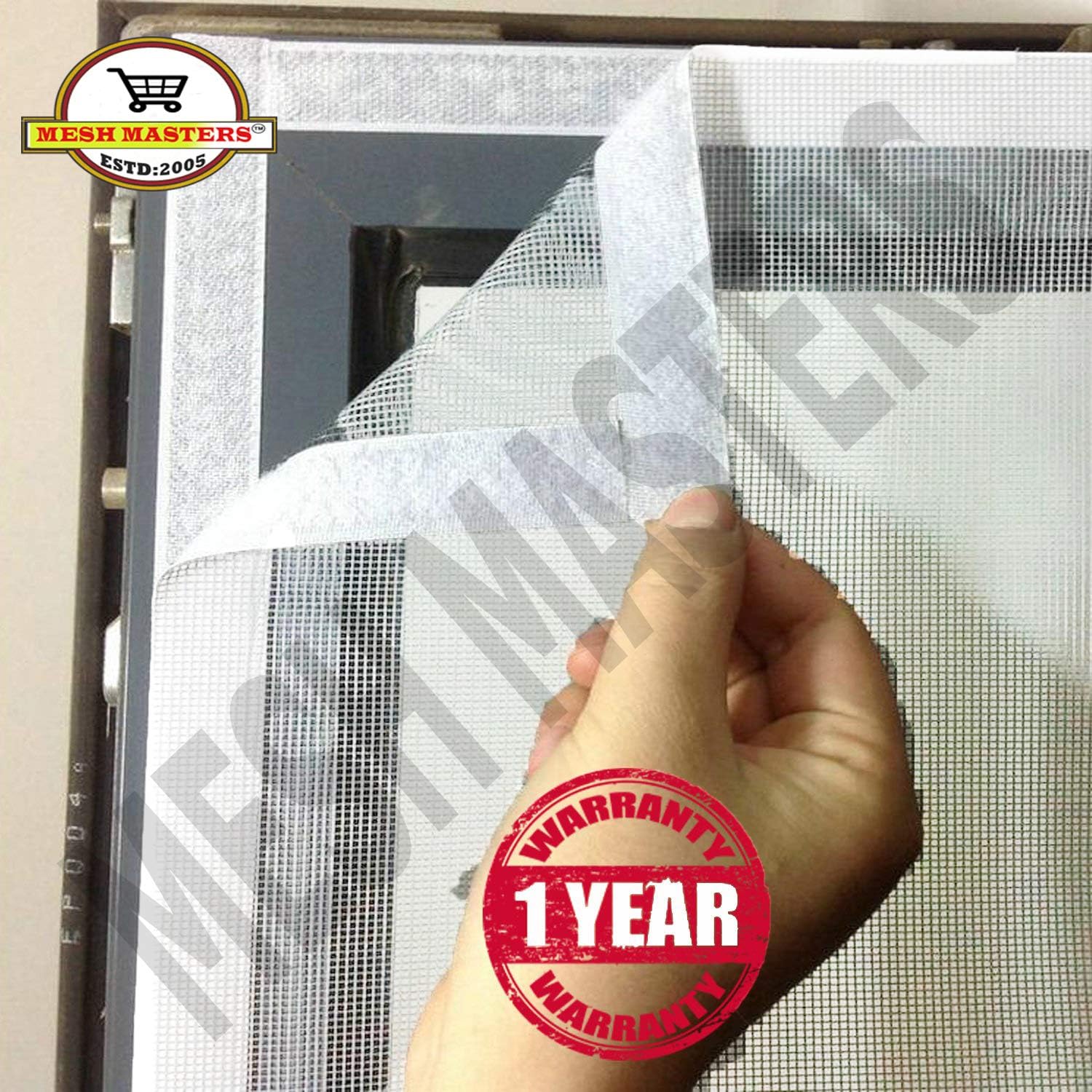 MESH MASTERS Fiber Glass Stitched Mosquito Net for Windows 4/5 feet(120/150 cm) 47/59 Inches 1 Year Guarantee (White) MM:18