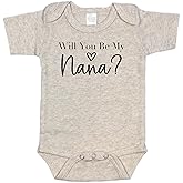 Pineapple Pancake Kids Will You Be My Nana, Pregnancy Announcement Baby Bodysuit, White and Natural, Nana Reveal Gift