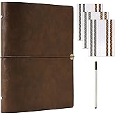 Vienrose Faux Leather Scrapbook Photo Album with 100 Pages Kraft Paper for 4x6 5x7 6x8 Photos, Vintage binder 3 ring DIY Memory Book for Valentines Anniversary Christmas Birthday Travel Brown