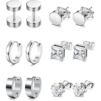 Pendientes De Tapón/túnel De Acero Inoxidable - Set De 4 Pares (negro, Blanco, Plata, Oro) - 10 Mm, Unisex