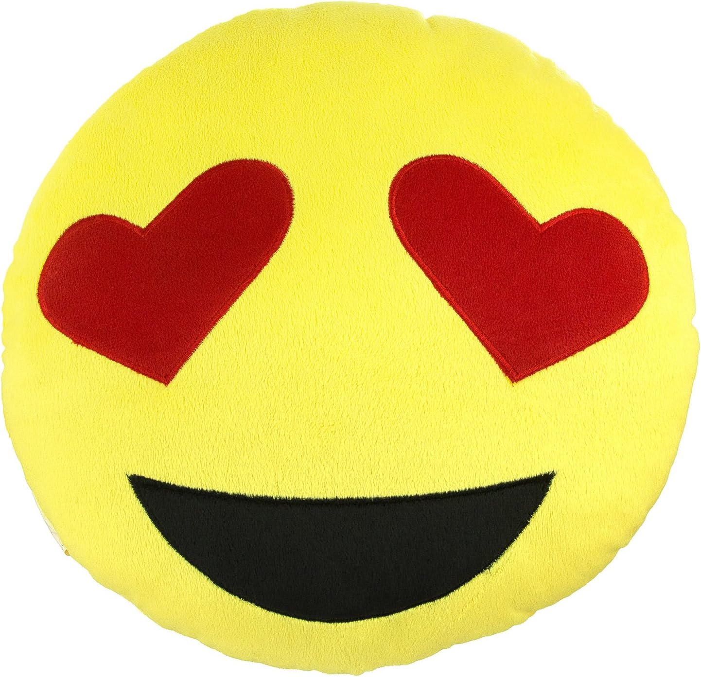 Heart Eyes Emoji Pillow 9” | Smiley Face Love Expression Emoticon | Stuffed Plush Round Cushion for Kids Birthday & Christmas Gifts, Home or Room Decor & Decorative Couch Throw Pillow