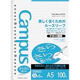 Kokuyo Campus A5 Loose Leaf Paper, 6mm Dot Ruled Refill Paper, 100 Sheets | 75gsm Sarasara smooth filler paper in 5.8"x8.3", 20 holes dotted narrow line spacing notebook paper for school, 100/pack