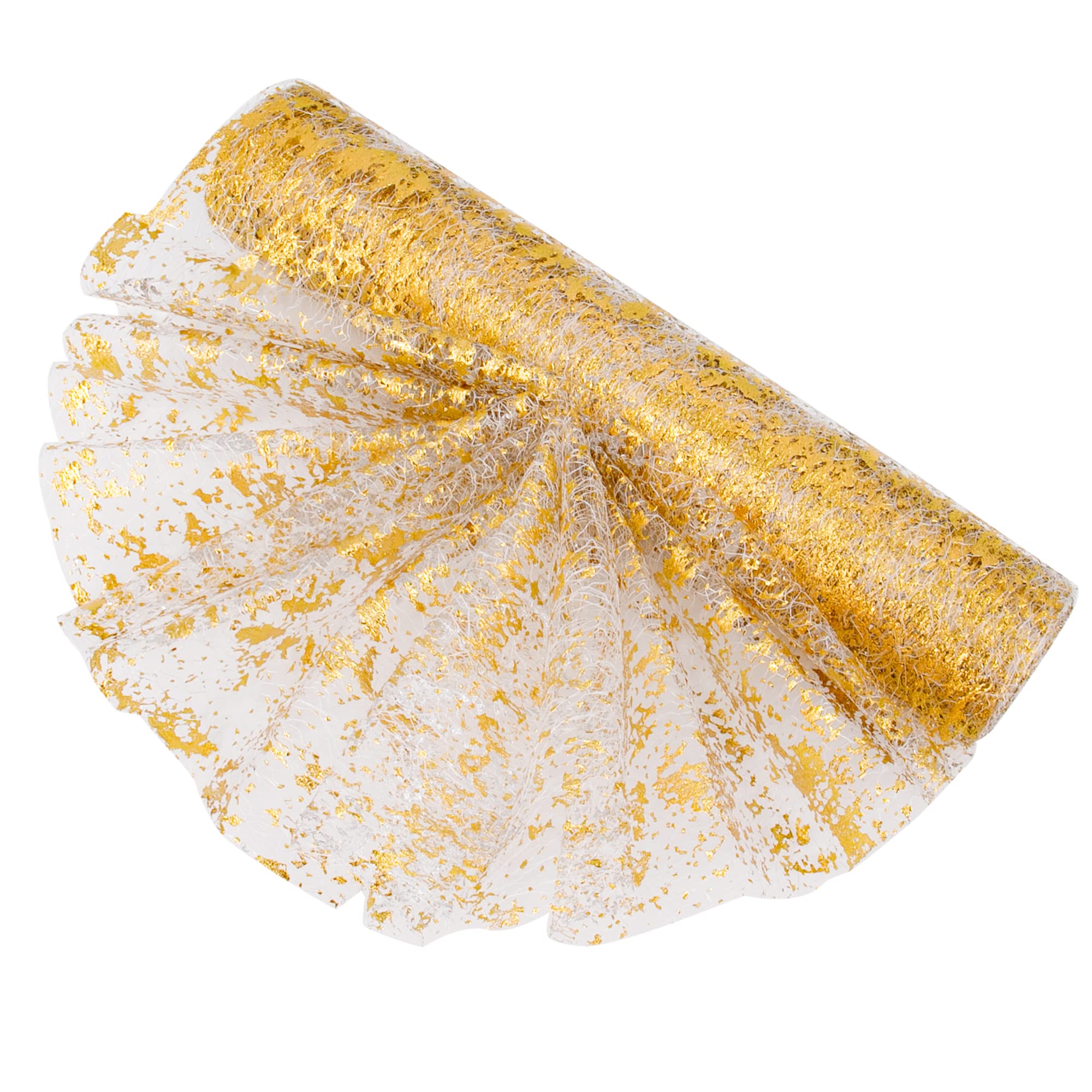 Time to Sparkle Table Runner with Gold Foil 29cm x 15M Sparkling Tulle Roll Gift Floral Wrapping Paper Rolls Glitter Table Decoration for Holidays Wedding Parties and Everyday Decoration (Gold)