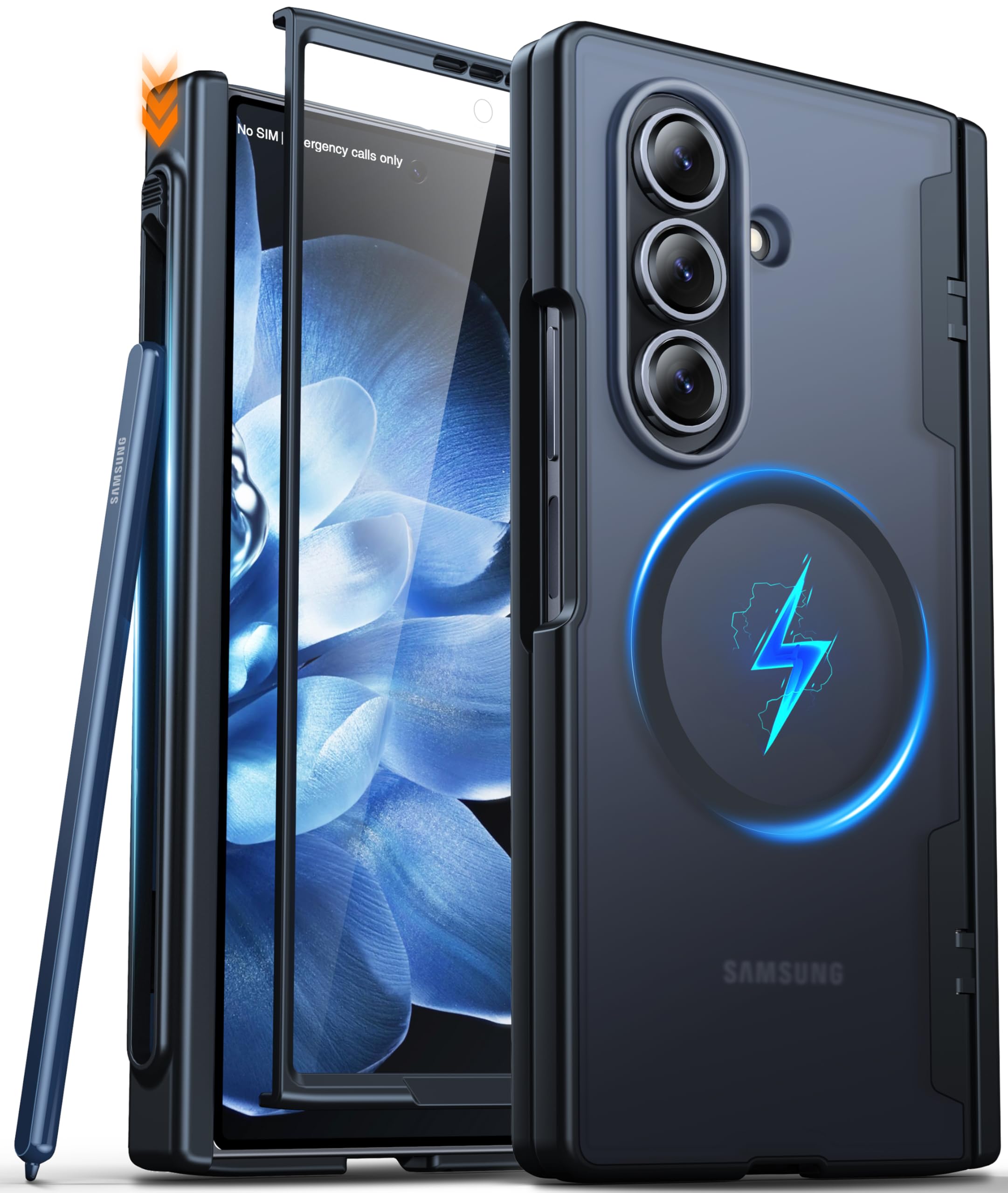 Photo 1 of Oneagle Magnetic for Samsung Galaxy Z Fold 7 Case Built in Screen Protector Translucent [Fit for MagSafe] [S Pen Holder Slot] [Hinge Protection] MIL-Grade Shockproof Matte Case for Galaxy Z Fold 7