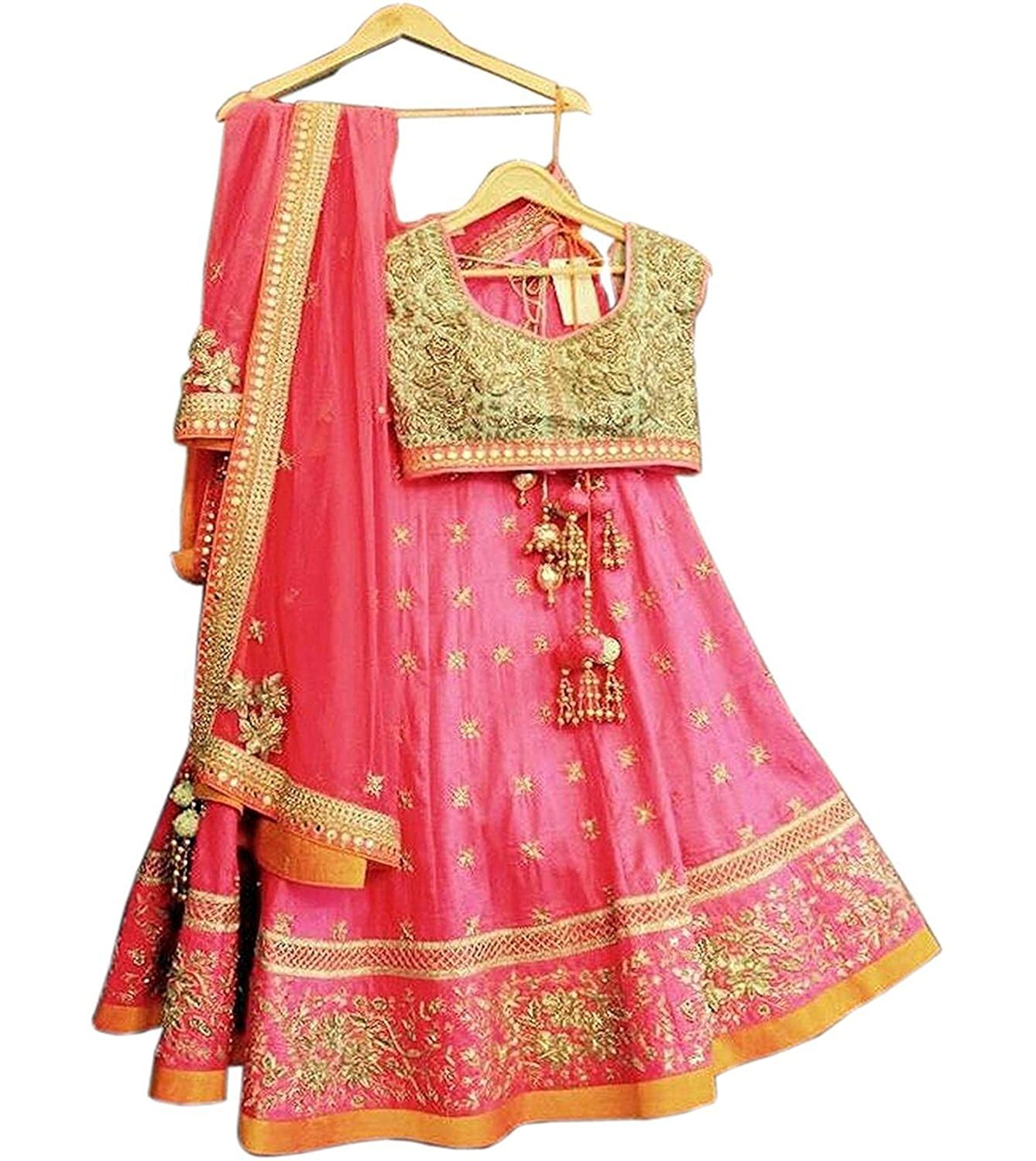 shreebalaji creation women's silk multi-colour lehenga cholis (be019_multi-colour_free size)