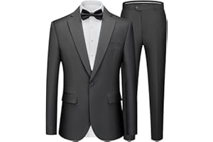 WEEN CHARM Men's Suits Slim Fit 2 Piece One Button Blazer Jacket Wedding Prom Tuxedo Pants Set