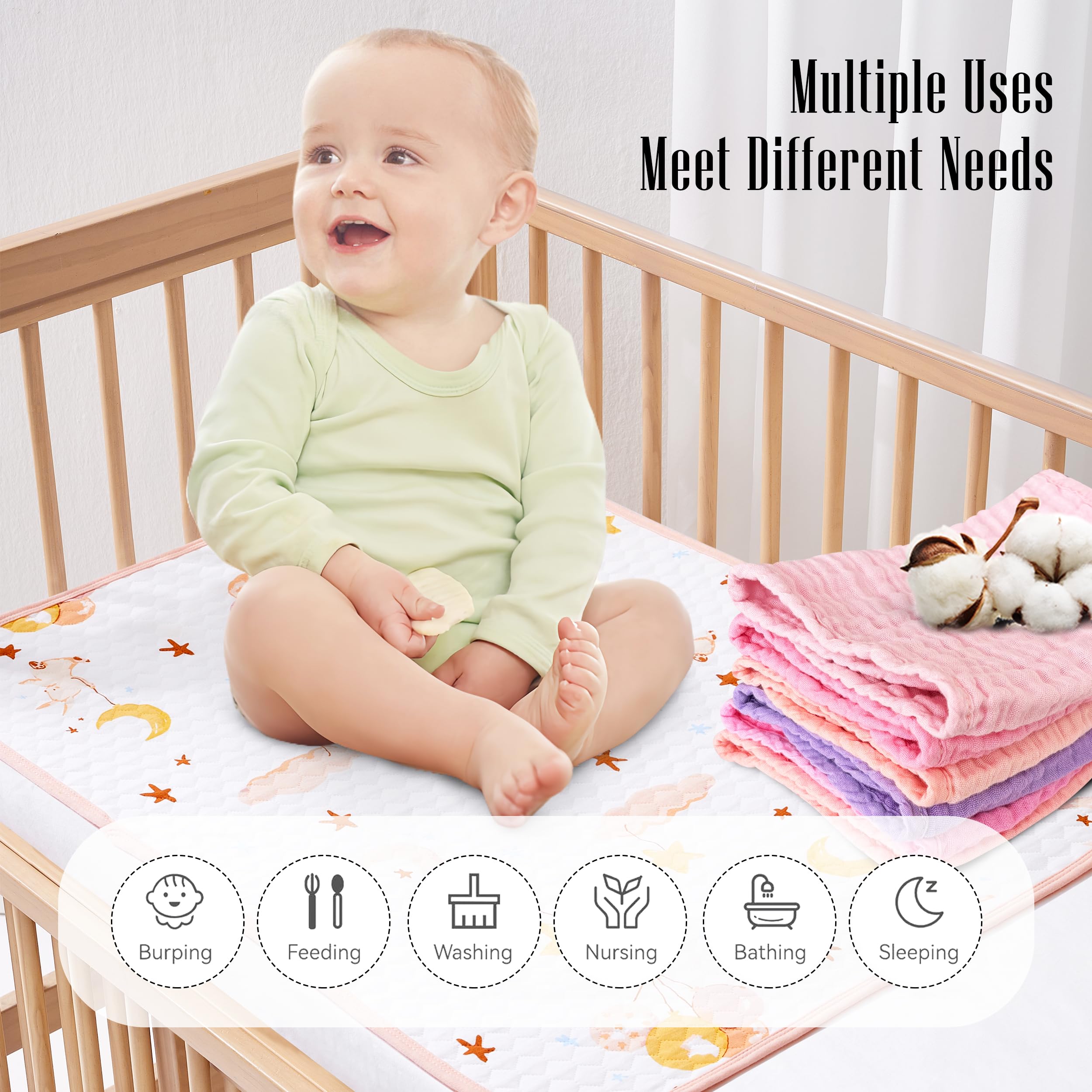 BAMBOO QUEEN 12 Pack Muslin Burp Cloths - Large 20