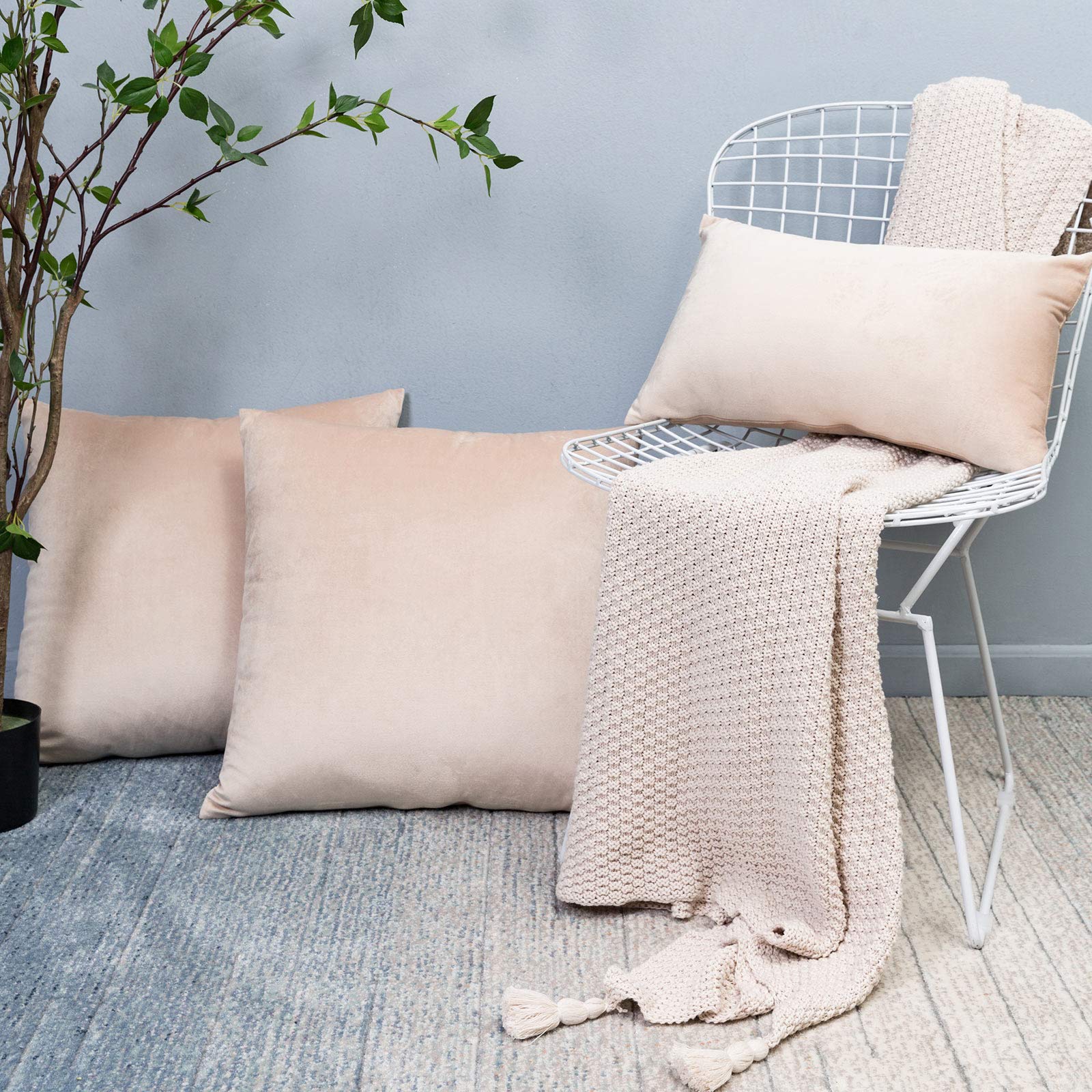 Super Soft Solid Decorative Square Throw Pillow Covers Set Cushion Case 812275030077 eBay