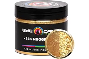 Eye Candy Pigments Premium Gold Mica Powder - 14k Nugget Gold (50gr) - for Epoxy, Resin, Soap, Paint, Woodworking, Acrylic Pouring, Bath Bombs, Fishing Lures - DIY Arts and Crafts Additive