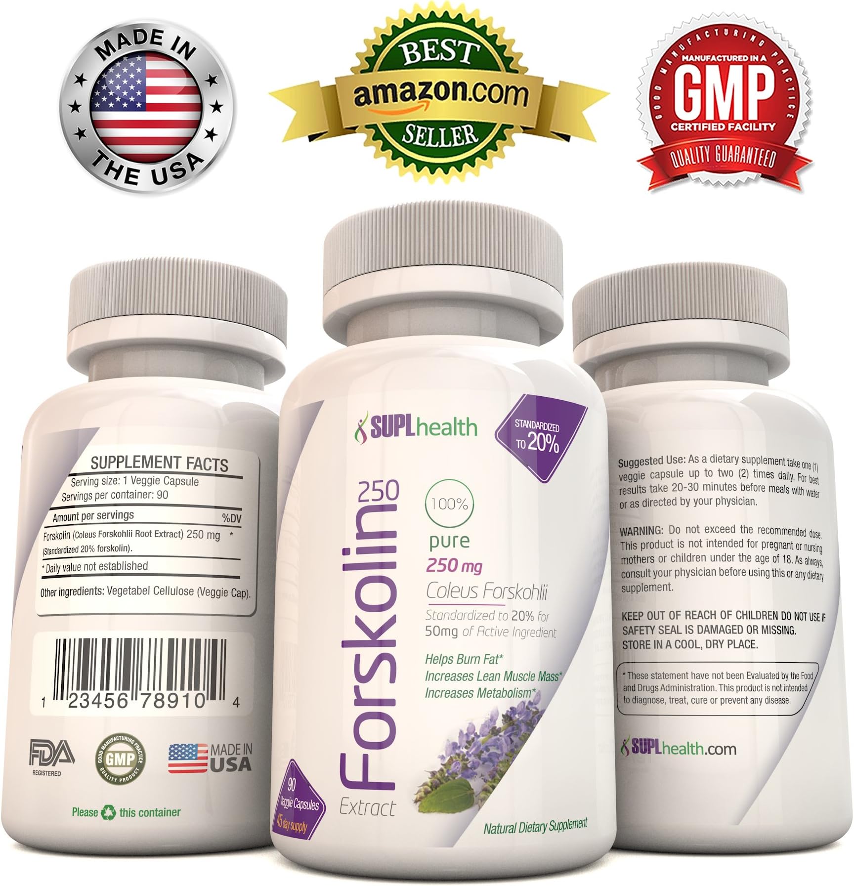 Forskolin 250mg: Coleus Forskohlii Extract 20% Belly Fat Burner Weight Loss Supplements; 90 Easy to Swallow Clear Capsules Give You the Best Appetite Suppressant That Works; Lose Belly Fat Fast - Diet and Weight Loss Pills for Fat Burning; Full 45 Day Supply; No Side Effects; Look and Feel Great and Lose Weight Now -