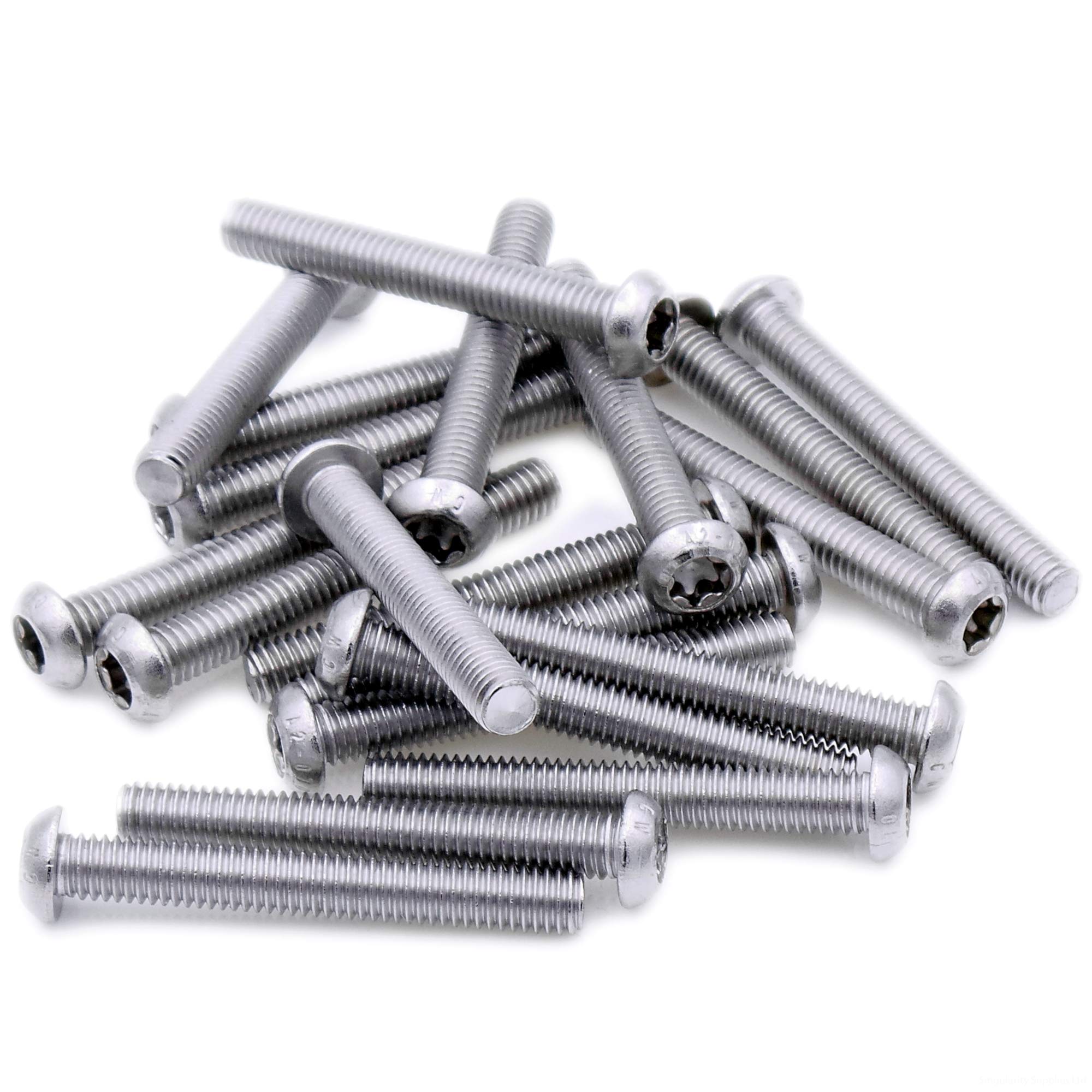 M5 (5mm x 12mm) TX Socket Button Machine Screw (Bolt) - Stainless Steel (A2) (Pack of 20)