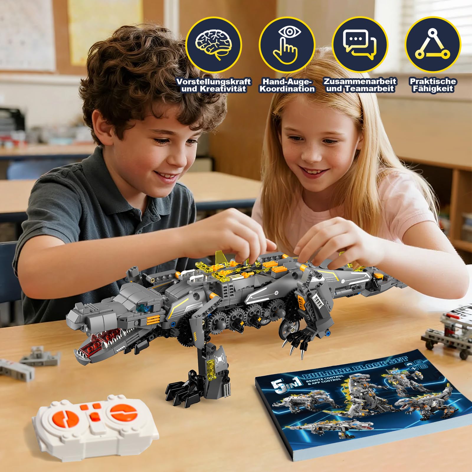 Technic Roboter Bauspielzeug Bausatz ab 8+, 5-IN-1 RC Roboter und Auto 7