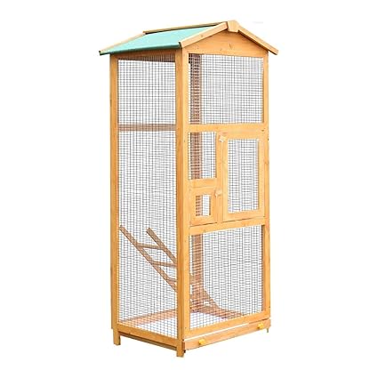 Pawhut Grande Cage De Jardin En Bois Pour Oiseaux Et