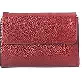 DAMAIKE Bifold Wallet for Women Genuine Leather, [Large Capacity] [Magnetic Closure] Female Ladies Wallet Card Holder with ID Window, Zipper Coin Pockets (Burgundy)