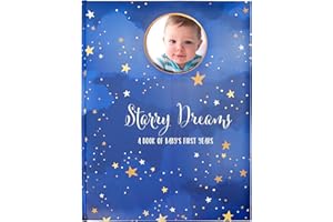 C.R. Gibson Starry Dreams First 5 Years Gender Neutral Baby Memory Book, 8.75" W x 11.3" L with 48 Guided Pages, Multicolor
