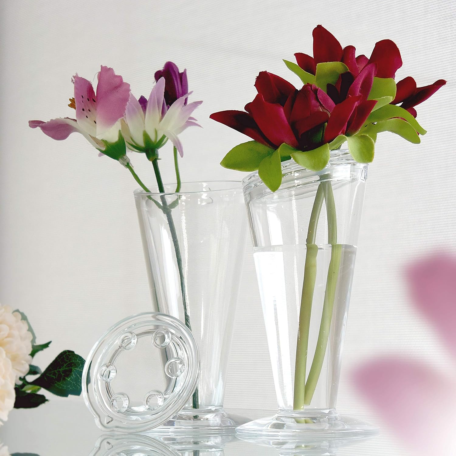 Vases Set Of 4 Flowers Not Included X 4 3 Amazing Abby Vase Bud H Shatter Proof And Ultra Safe 2 3 D 4 Pack Acrylic Vase With Flower Frog For Easy Fresh Floral Arrangement Home