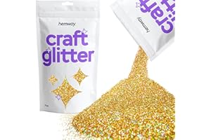 Hemway Craft Glitter 100g / 3.5oz Glitter Flakes for Arts Crafts Tumblers Resin Epoxy Scrapbook Glass Schools Paper Halloween Decorations - Fine (1/64" 0.015" 0.4mm) - Gold Holographic