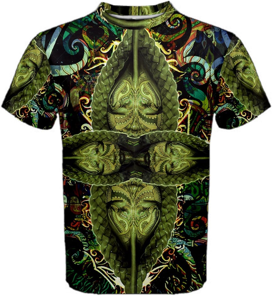 Dayak Borneo DMT Drug Trippy Hippie Psychedelic Full 3D Sublimation Men T-Shirt Full 3D Custom Print T Shirt Tees #002
